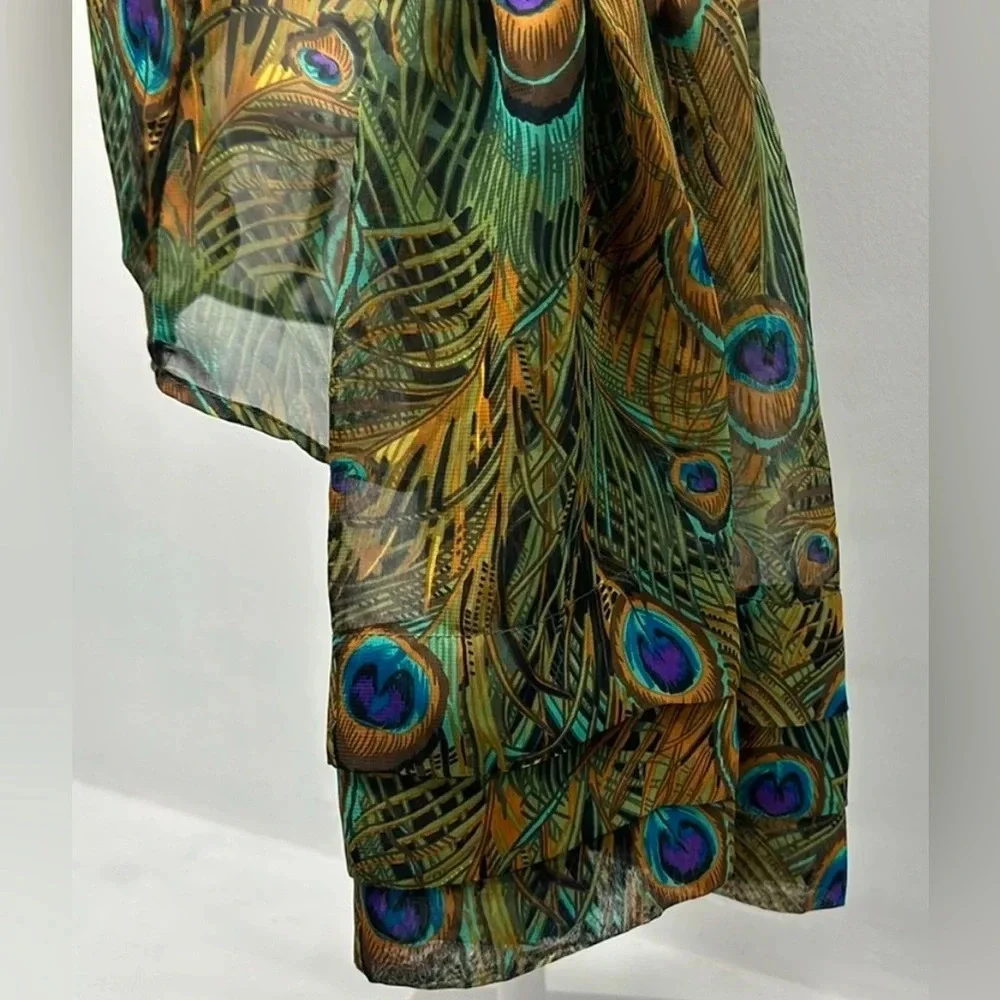 Peacock print sheer blouse - size M/L - Picture 4 of 8
